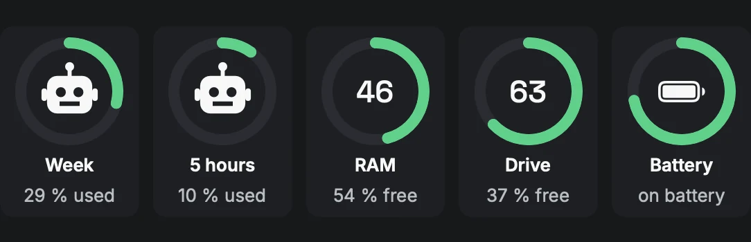 Battery: Only appears if there is one.