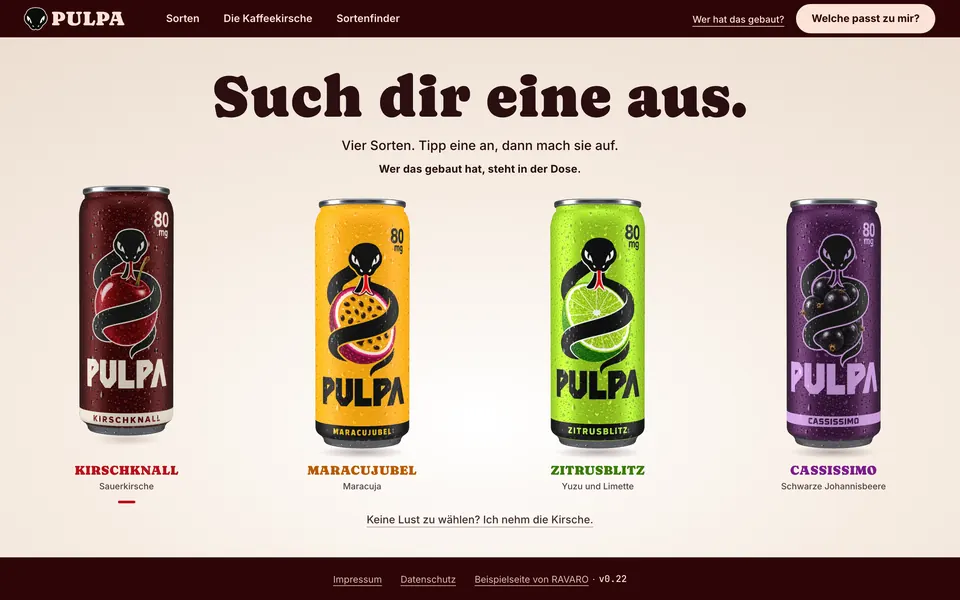 PULPA — Vier Sorten, ein Logo: die Schlange um die Kaffeekirsche.