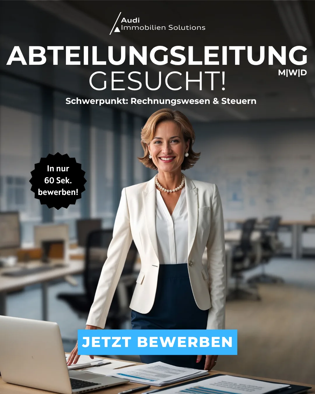 Audi Immobilien Solutions — The department lead. 26 applications — and the one position we did not fill. Further down, why.