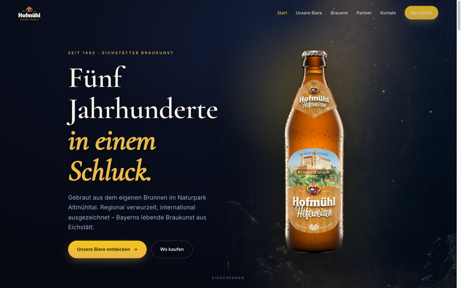 Privatbrauerei Hofmühl — concept website by RAVARO