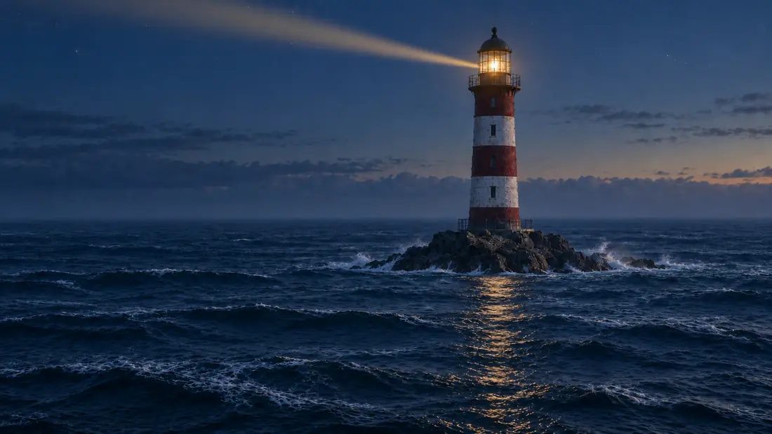 Leuchtfeuer Nordsee — The new start image: the weathered tower in the same light as the sea