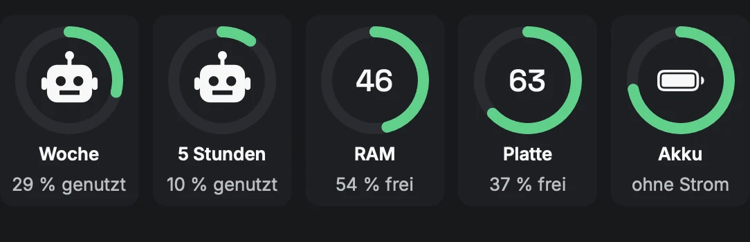Akku: Erscheint nur, wenn einer da ist.