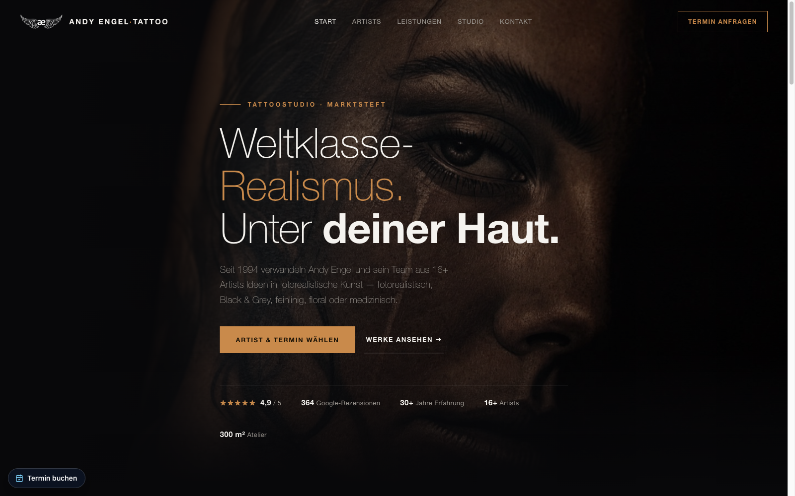 Andy Engel Tattoo — concept website by RAVARO