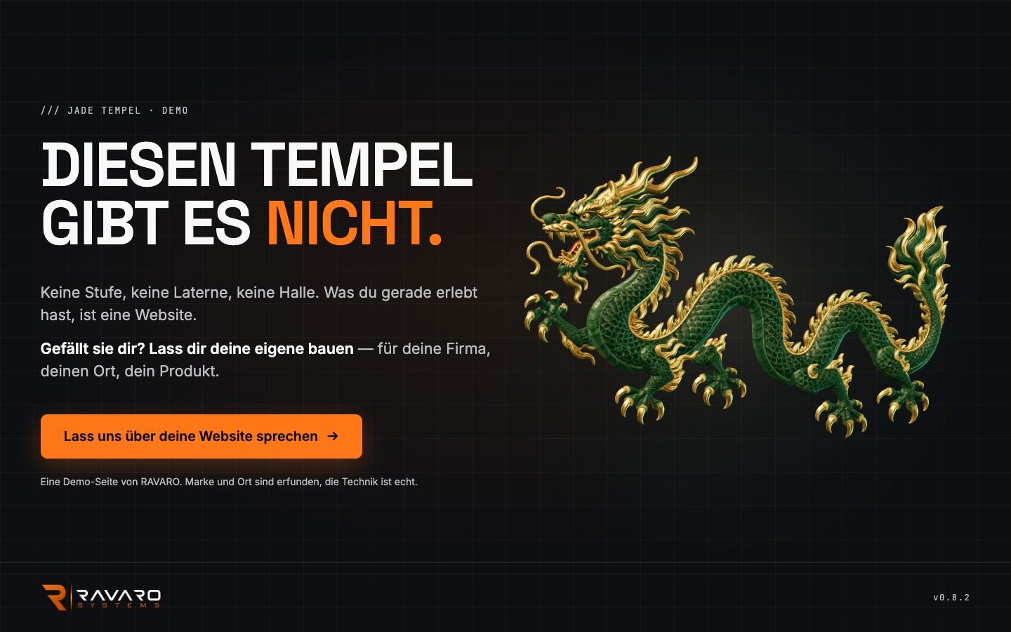 Jade Tempel — Der Schluss der Seite: Diesen Tempel gibt es nicht — rechts der Drache, der ebenfalls zum Gespräch führt