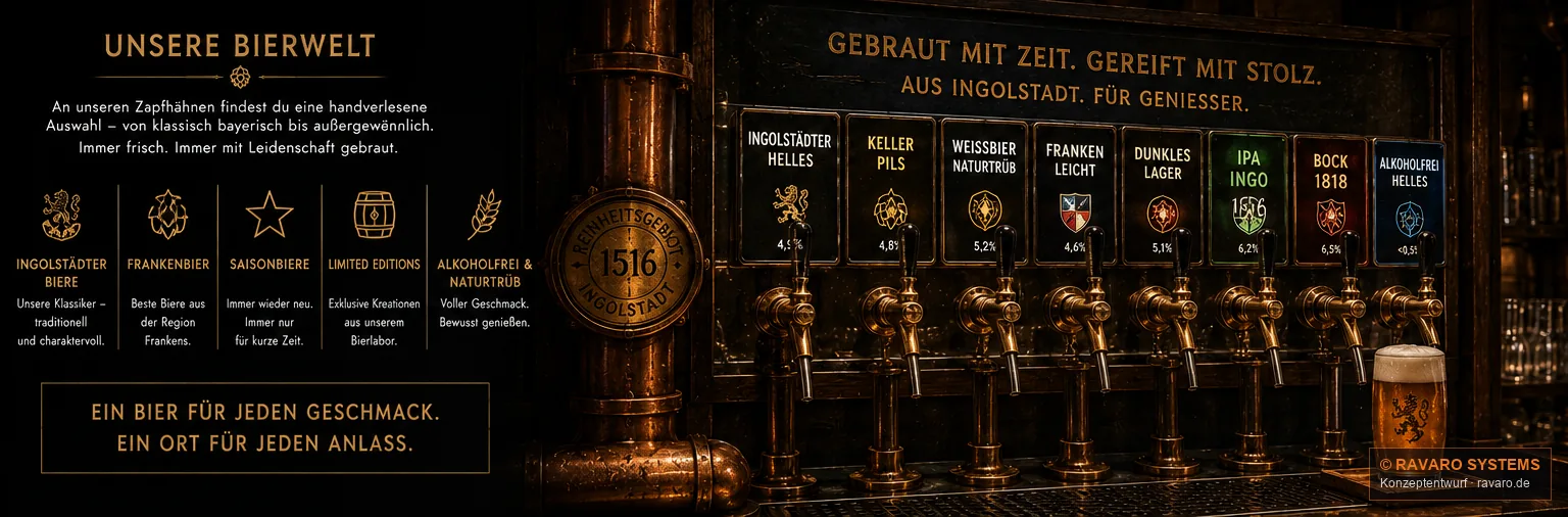 1516 | 1776 | 1818 Ingolstadt — Die eigene Bierwelt — vom Ingolstädter Hellen bis zum Frankenbier