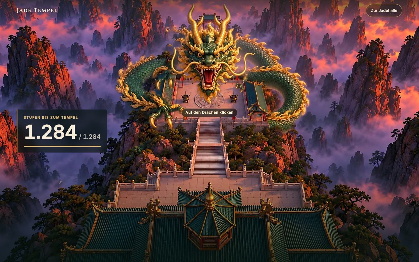 Jade Tempel — Nach dem Gewitter: Der Drache sitzt auf dem Tempel und wartet auf den Klick